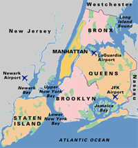 Map of NJ and the 5 Boroughs
